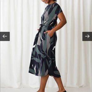 Boat Neck Belted Dress